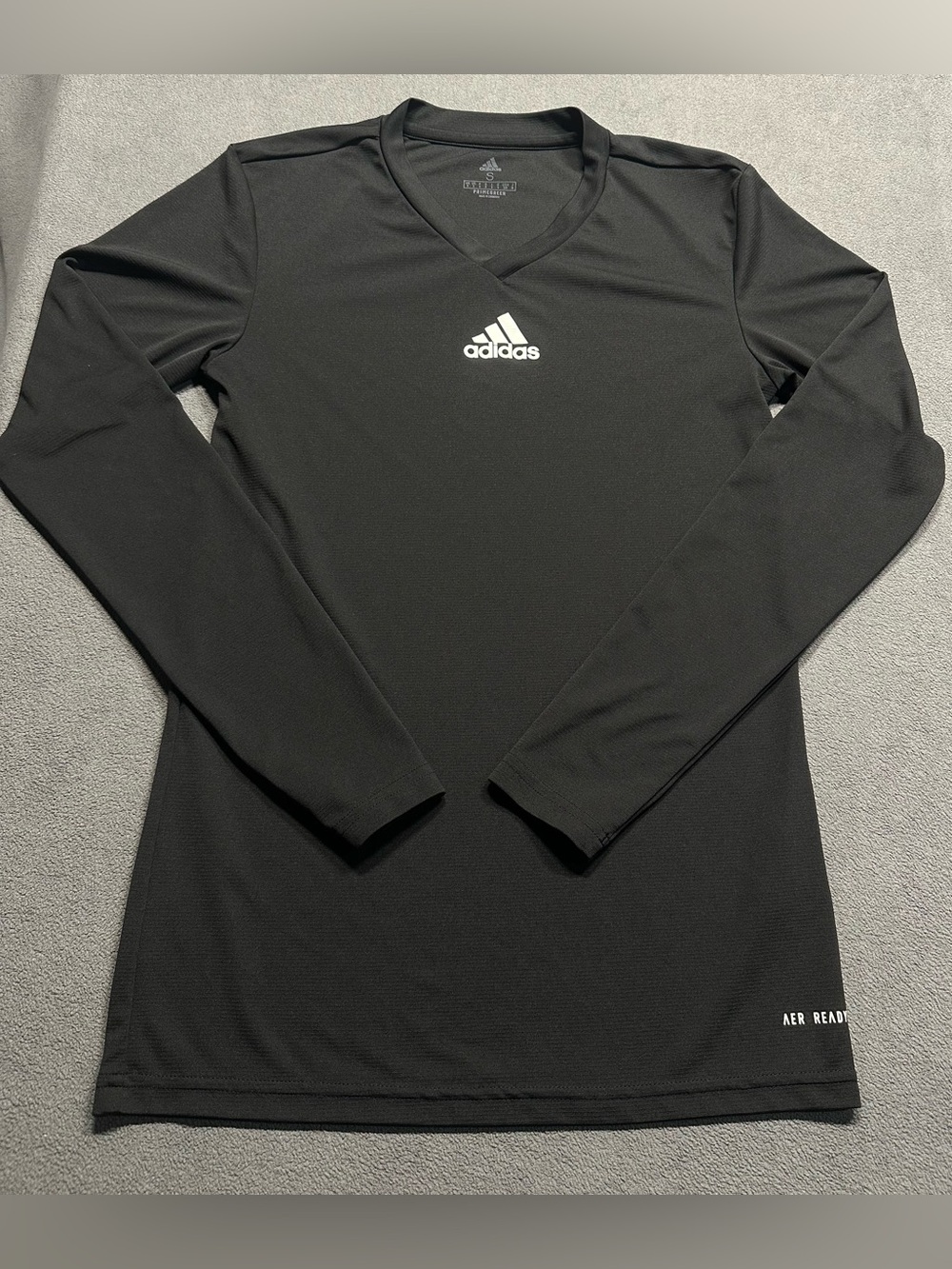 adidas Black Long-Sleeve V-Neck Active Tee